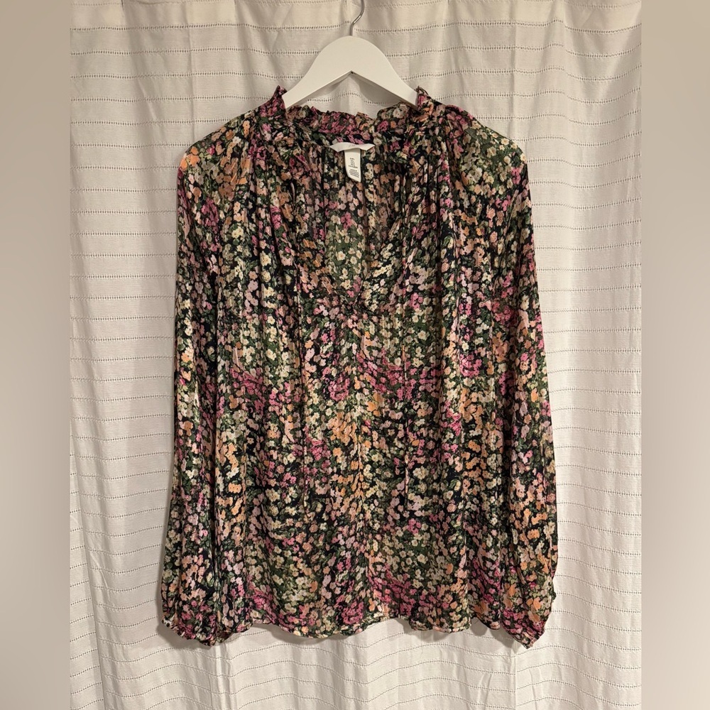 NWOT H&M Multicolor Floral Crepe Blouse Size Large